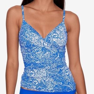 Lauren Ralph Lauren Blue and White Tankini Top